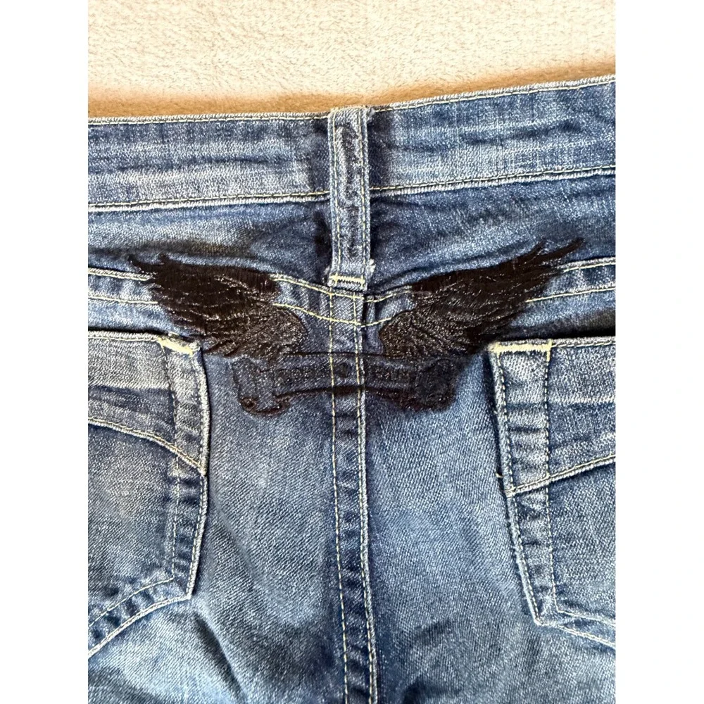 Robins Jean Black Garbot‎ Bootcut Wings Jeans Size 29 Medium Wash Made in USA